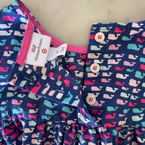 VINEYARD VINES School of Whales Crewneck Dress Blue/Pink - Picture 7 of 15